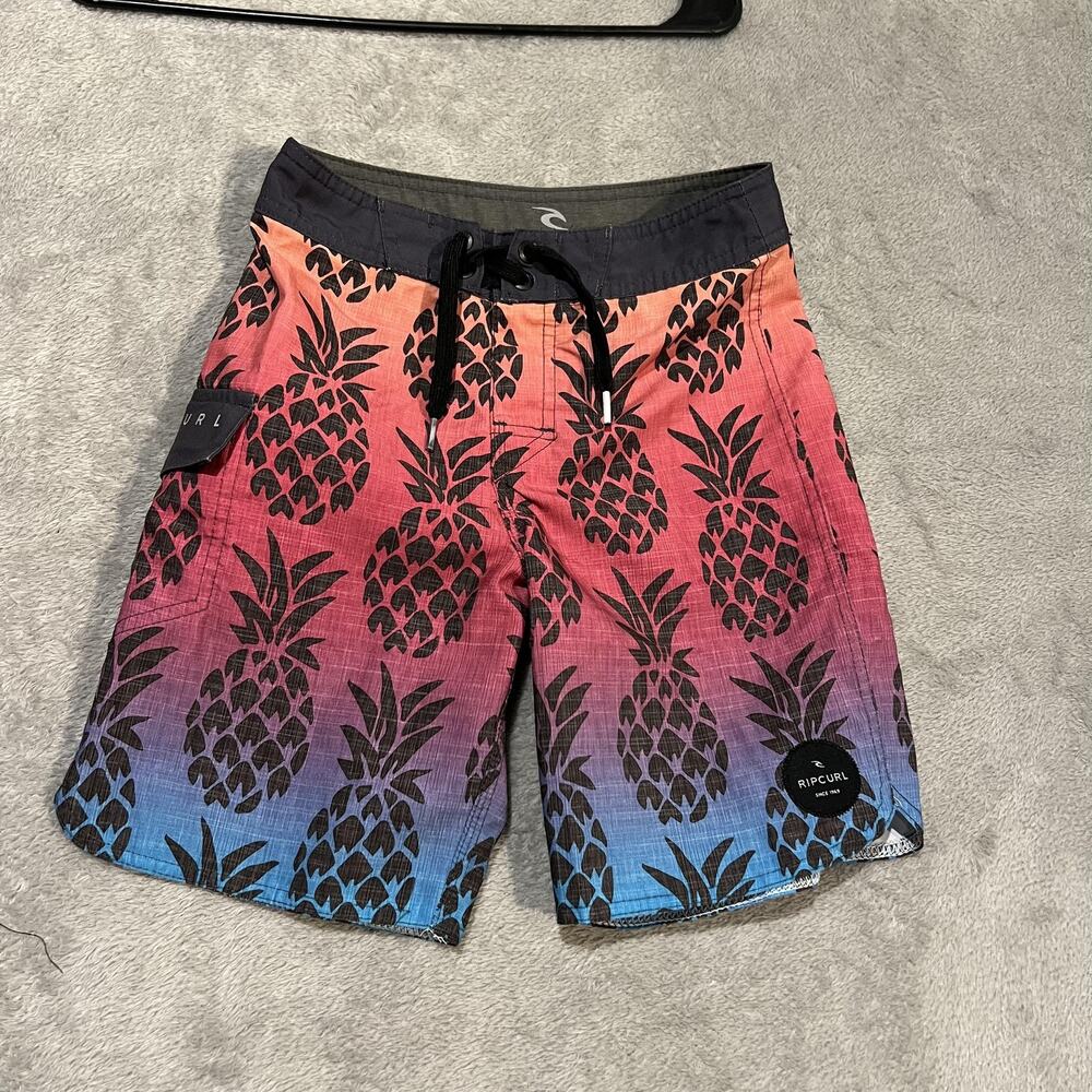 Rip Curl Shorts Youth 23 Pink Blue Ombre Pineapple Boardshorts Surf Swim Beach
